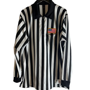 Honigs Referee Black & White Striped Whistle Stop Inc ZIp Front Shirt Unisex